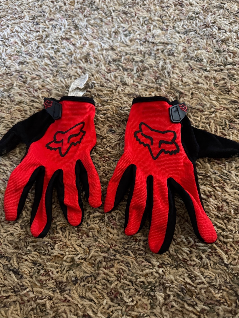 Fox Red and Black Kids Bike Racing Gloves - Youth Large